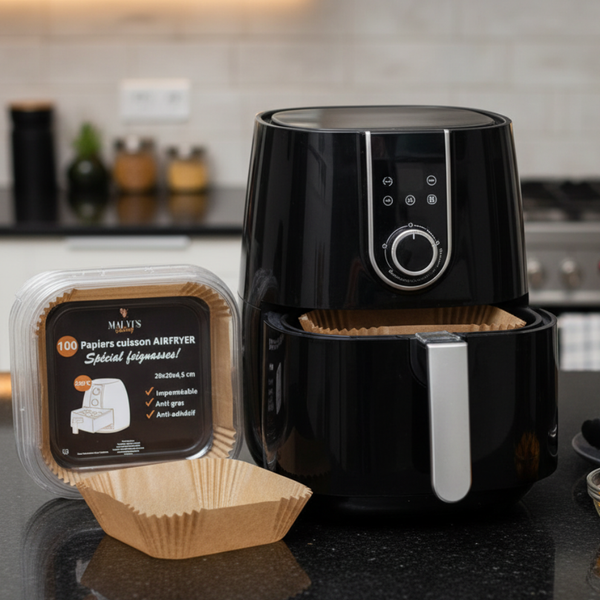 Papier cuisson spécial Air Fryer — Cuisine facile, nettoyage zéro prise de tête