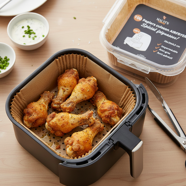 Papier cuisson spécial Air Fryer — Cuisine facile, nettoyage zéro prise de tête